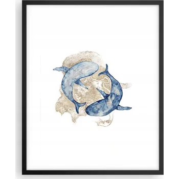 Obraz Foto obraz plakát na zeď v černém rámu 40x50 delfíni plakáty do obýváku