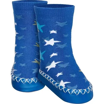 Dívčí bačkory Ponožky s podrážkou Playshoes modrá hvězda