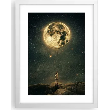 Obraz Obraz plakát v bílém rámu do obývacího pokoje 30x40 měsíc foto plakáty na zeď
