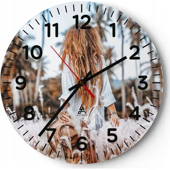 Hodiny Kuchyňské nástěnné hodiny 30x30 Žena Moderní skleněné hodiny do obýváku Tiché
