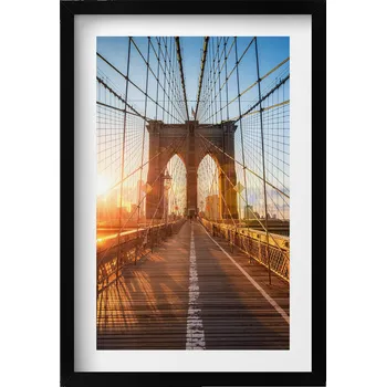 Obraz Nástěnný dekorativní obraz v rámu s grafikou Brooklynský most NYC 40x60 cm