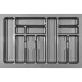 Příborník do zásuvky Vložka na příbory, organizér do šuplíku kuchyňské linky 80 cm šedá, 735x490MM