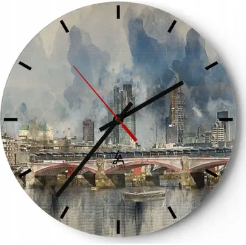 Hodiny Nástěnné hodiny do kuchyně 30x30 Město Skleněné hodiny do obýváku Loft Tiché