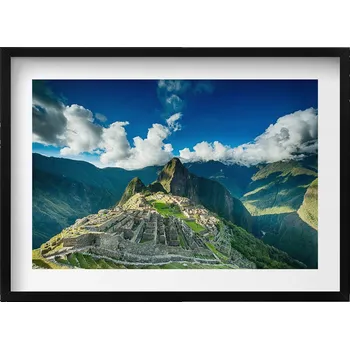 Obraz Dekorativní obraz v černém rámu do obýváku Výhled na Machu Picchu 70x50 cm