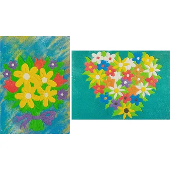 kreativní sada PIASKOWE OBRAZKI omalovánky 2 obrázky KVĚTINY KYTICE