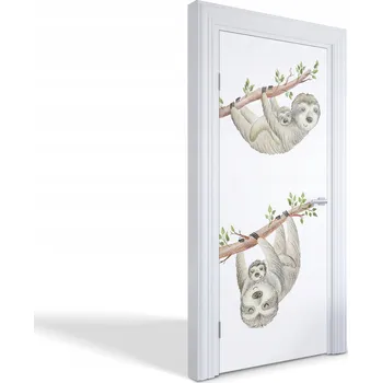 Fototapeta Dekorativní samolepka na dveře oživí vzhled: Líné lenochody na větvi 85x205 cm