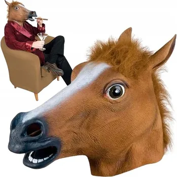 Karnevalová maska Maska na obličej BNT_Maska kůň latexová hnědá