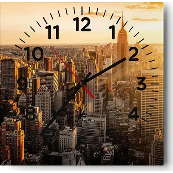 Hodiny Kuchyňské nástěnné hodiny 30x30 Město Skleněné hodiny do obýváku Moderní Tiché