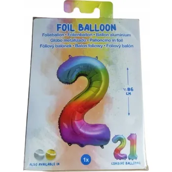 Balónek Fóliový balónek číslice 2 barevný 86 cm