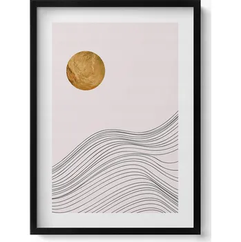 Obraz Obraz v černém rámu na zeď Boho abstraktní minimalistický 50x70 cm