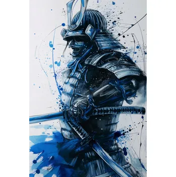 Plakát Plakát Samuraj v modré barvě bez rámu 61 x 91,5 cm