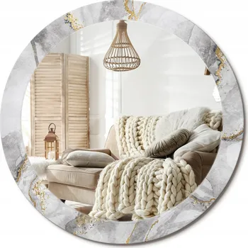 Zrcadlo Stylové kulaté zrcadlo na zeď s potiskem, průměr 80 cm, mramorový vzor