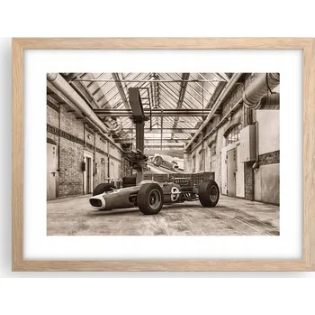Obraz Obraz plakát v rámu světlý dub do obýváku 40x30 formule 1 foto na zeď