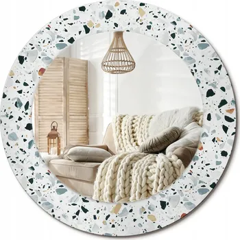 Zrcadlo Prémiové Zrcadlo s dekorativním skleněným rámem s potiskem průměr 50 cm