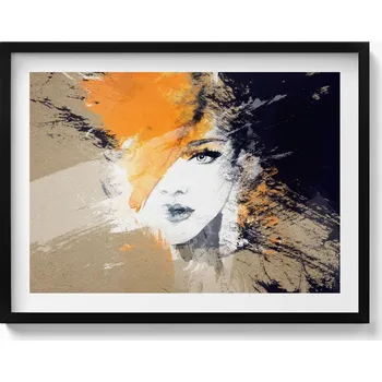 Obraz Obraz s černým rámem a grafikou na zeď Portrét ženy abstrakce 80x60 cm