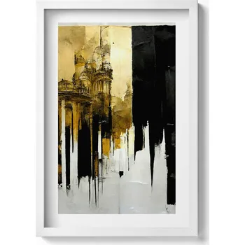 Obraz Dekorativní nástěnný obraz v bílém rámu do obýváku Abstraktní umění 40x60 cm