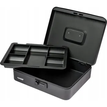 Příruční pokladna KASIČKA NA PENÍZE | KÓDOVÝ ZÁMEK | 30 x 24 x 9 cm | ČERNÁ