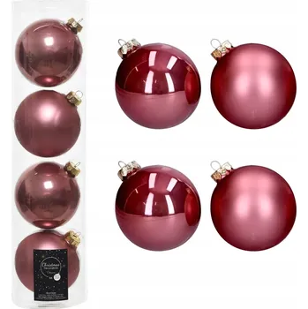 Vánoční dekorace Vánoční Baňky kulaté 4 ks 10 cm lesklé matné Růžové vánoční