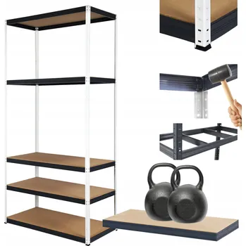 Dílenský regál Kovový regál do skladu HELIOS 213x90x35 cm 5 polic x 275 kg, ROBUSTNÍ