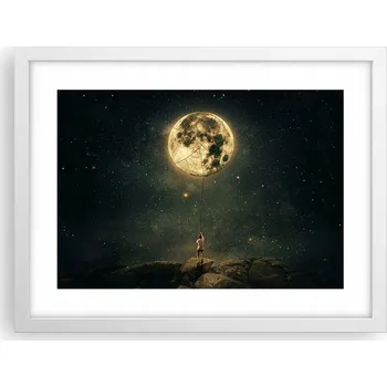 Obraz Obraz plakát v bílém rámu do obýváku 40x30 měsíc foto plakáty na zeď
