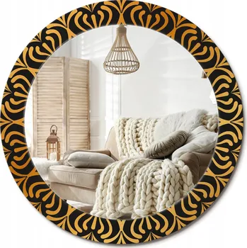 Zrcadlo Kulaté nástěnné dekorativní zrcadlo v skleněném rámu Mandala Průměr 70 cm