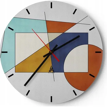 Hodiny Velké nástěnné hodiny 40x40 cm - Geometrické skleněné hodiny, tiché