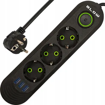 Napájecí kabel Prodlužovací Kabel přívod s lištou Blow 3 m, 3 ks, černý