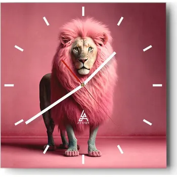 Hodiny Velké nástěnné hodiny 40x40 Lev - Skleněné čtvercové tiché hodiny