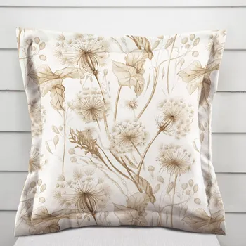 Povlak na dekorativní polštářek Bavlněný povlak na polštář s lemem Sandra SA-518 Podzimní pampelišky na bílém 35 x 45 cm