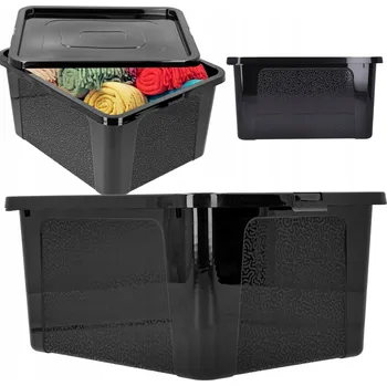 Úložný box Nádoba MSprestige plast černá 20 l s víkem