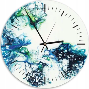 Hodiny Nástěnné hodiny KULATÝ Foto-obraz 80cm mramor modrá