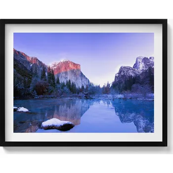 Obraz Dekorativní nástěnný obraz v rámu s grafikou loft Zimní krajina jezera 80x60 cm