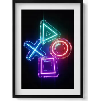 Obraz Obraz v rámu na zeď Symboly hráče - znaky na ovladači konzole 50x70 cm