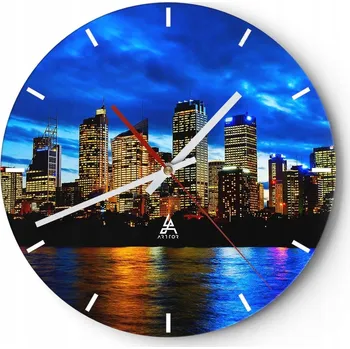 Hodiny Nástěnné hodiny do kuchyně 30x30 Město Skleněné hodiny do obýváku Loft Tiché