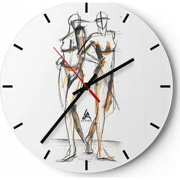 Hodiny Velké nástěnné hodiny 40x40 cm s grafikou | Skleněné hodiny Kulatý | Tiché