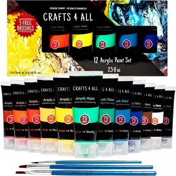 Vodová barva Akrylové barvy MatMay vícebarevné 12 ks 75 ml