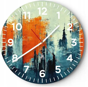 Hodiny Nástěnné hodiny do obýváku 40x40 Abstrakce Kulatý Skleněné hodiny Loft Tiché