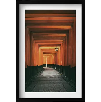 Obraz Nástěnný obraz v černém rámu Tradiční cesta branou torii 40x60 cm
