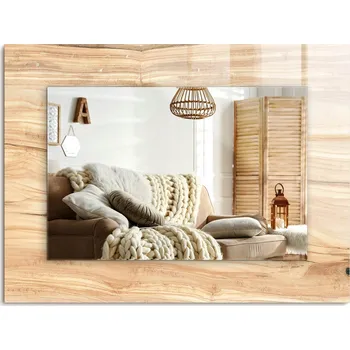 Zrcadlo Zrcadlo s Potiskem Nástěnné Ozdobné Obdélníkové 80x60 cm Dřevo léta textura