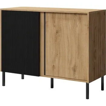 Šatní skříň Komoda Michel R4 2d dub/černé lamely