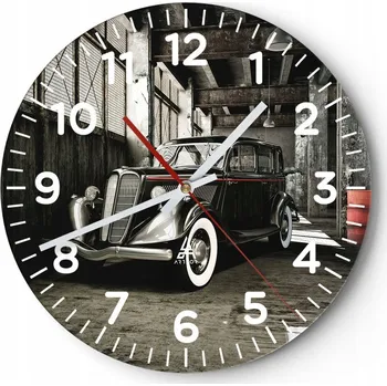 Hodiny Nástěnné hodiny do obýváku 40x40 Motorismus Hodiny na skle Loft Tiché