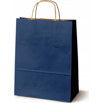 Dárková taška Dárková papírová taška 24x10x32 cm, tmavě modrá, 10 kusů, kroucené ucho, EKO