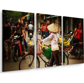 Obraz Obraz Triptych Lidé VIETNAMCI Trh 3D 60x40