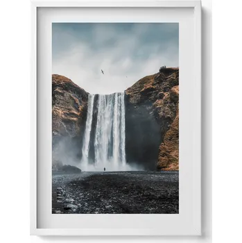 Obraz Ozdobný nástěnný obraz v rámu s grafikou loft Vodopád mezi skalami 50x70 cm