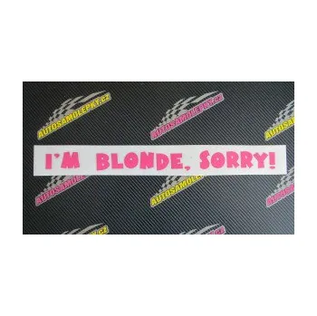 Polep vozidla SAMOLEPKA I'm blonde sorry (10 - červená) NA AUTO, NÁLEPKA, FÓLIE, POLEP, TUNING, VLASTNÍ TEXT, TISK, AUTOSAMOLEPKY.cz, POLEPY, OBRÁZEK, LOGO, SAMOLEPKY