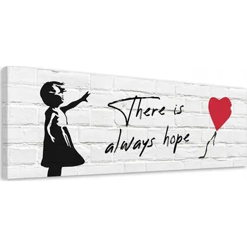 Obraz OBRAZ Banksy Dívka s balónkem NA PLÁTNĚ 120x40