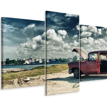 Obraz Obraz Triptych PANORAMA Havana Malecon Auto 90x60