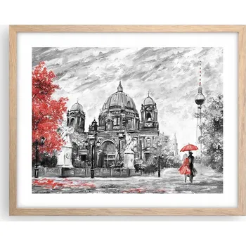 Obraz Obraz plakát v rámu světlý dub 50x40 cm - foto města do obýváku