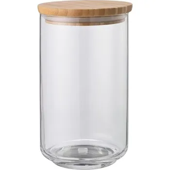 Sklenice Skleněná zavařovací sklenice IKEA Eklatant s bambusovým víkem 1,1 l