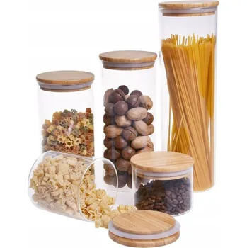 Dóza na potraviny Skleněná dóza POLIFACH HOME 2000 ml s bambusovým víkem